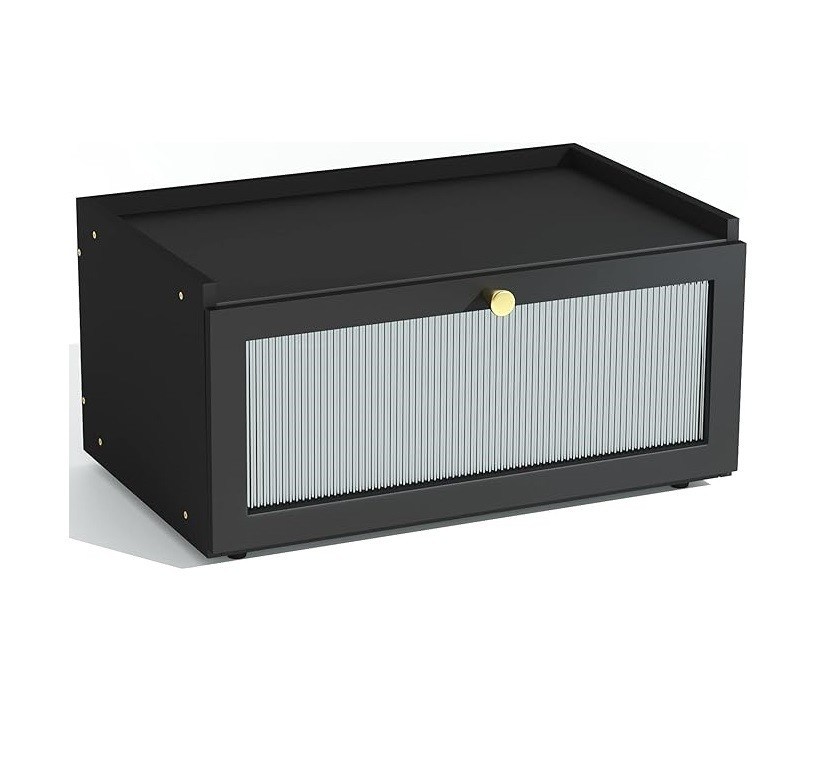 Pacchetto regalo 2 strati grande cassetta di pane di bambù nero di legno contenitore di pane con finestra