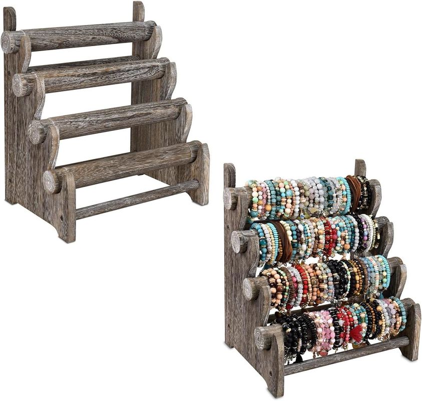 In legno 4 livelli di gioielli braccialetto Display Stand Organizzatore Portatore Home Storage 12 W x 9 D x 14 H