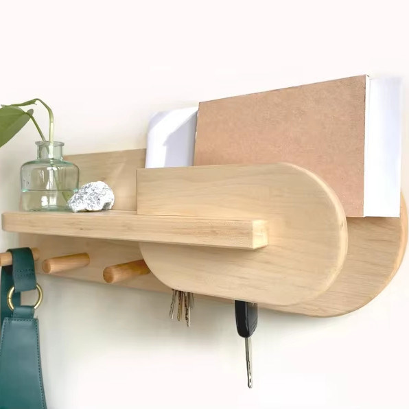 Organizzatore di ingresso del soggiorno montato sul muro scaffaletto per cappotti con porta chiavi con logo personalizzato