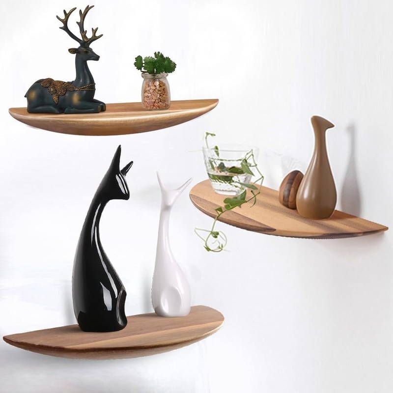 Pacchetto regalo Set di 3 scaffali galleggianti in legno di acacia per soggiorno camera da letto casa di campagna