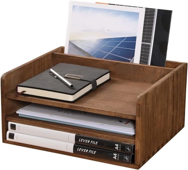 Organizzatore di cartelle di archivio per desktop in legno per ufficio