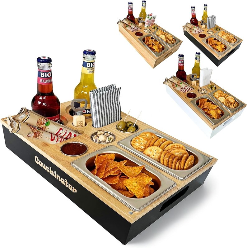 2 ciotole per snack 3 ciotole per immersioni 2 sottocosti Apri bottiglie Organizzatore portabottiglie Divano maggiordomo Servire vassoio Divano vassoio