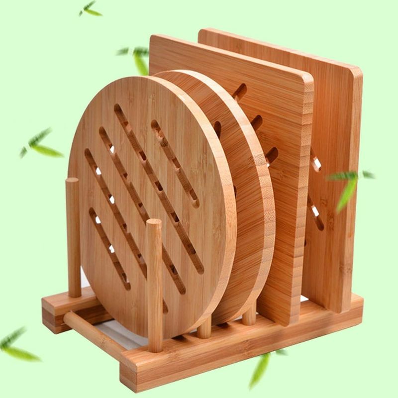 Classico stile di design Bambù caldaia Trivet naturale Bambù Trivet Mat Set per piatti caldi