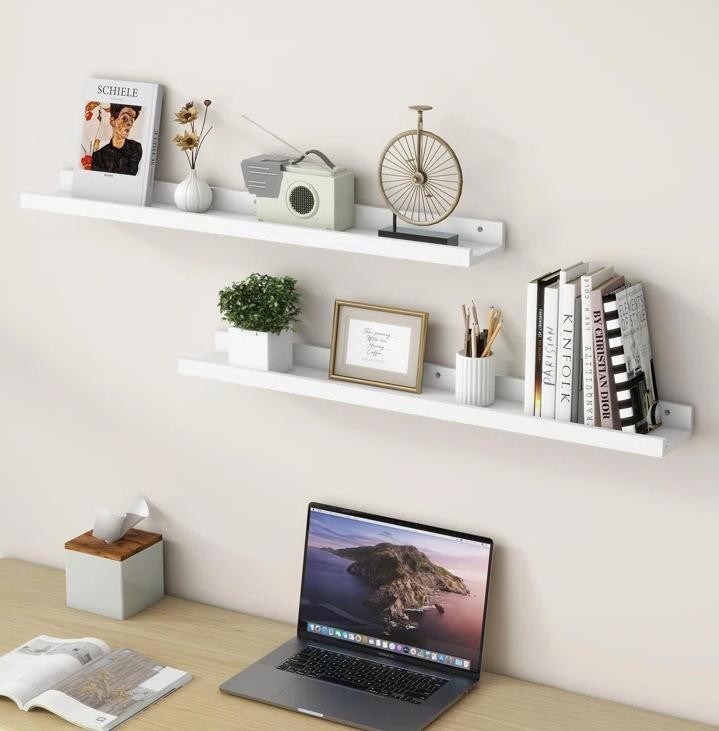 Arredamento del soggiorno 2 pezzi ripiani galleggianti in legno massello per schermo da parete minimalista