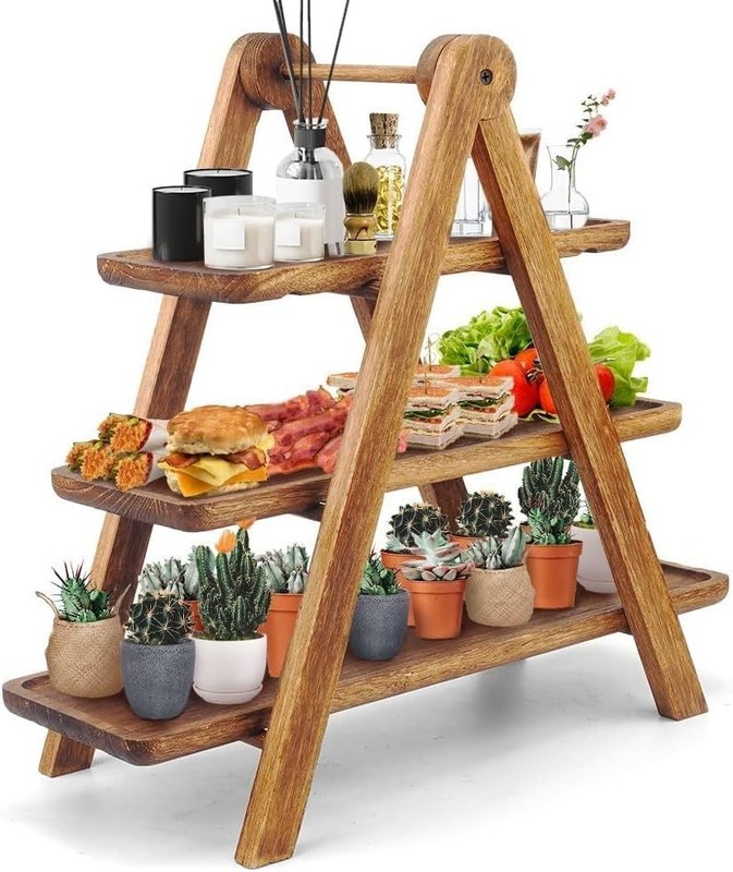 Accepted Custom Wood 3 Tier Serving Tray Tre livelli Cupcake Stand per i negozi di regali