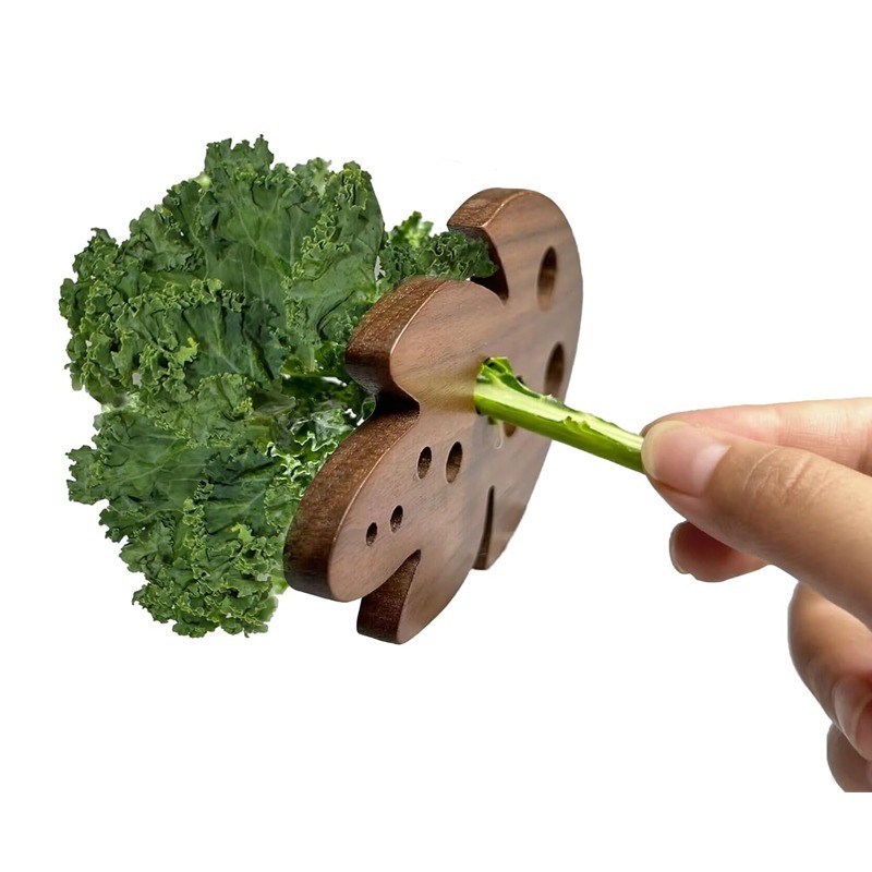 OEM/ODM Acceptabile Peeler di erbe di bambù per lo strappaggio di cavoli, frutti di frutta secca, collard greens 8 fori