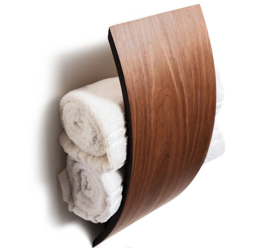 Disegno funzionale Mensola di asciugamano in legno con logo personalizzato e design multifunzionale