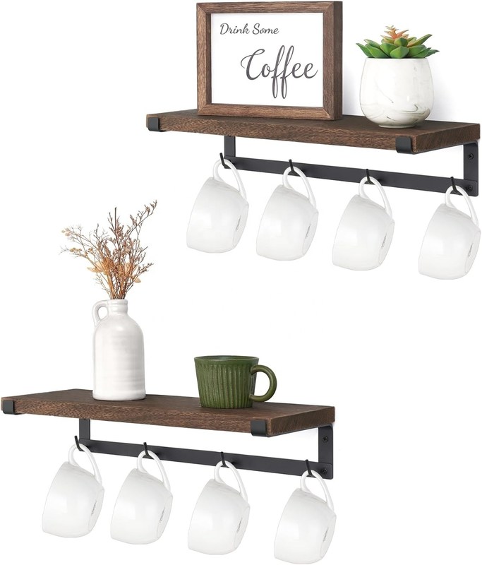 Rack galleggiante in legno massello Accessori per bar da caffè per scaffali da parete in cucina per bambini