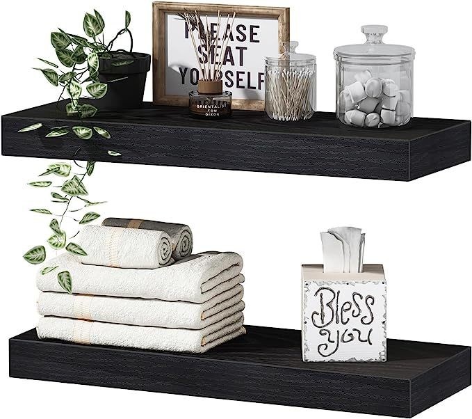 Set di 2 scaffali galleggianti in legno in stile rustico per un'eccellente decorazione domestica