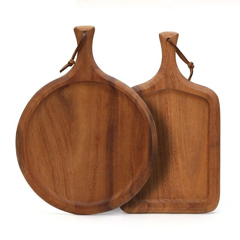 Piattino di pizza in legno rotondo da 13 pollici con design a vento e materiale ecologico