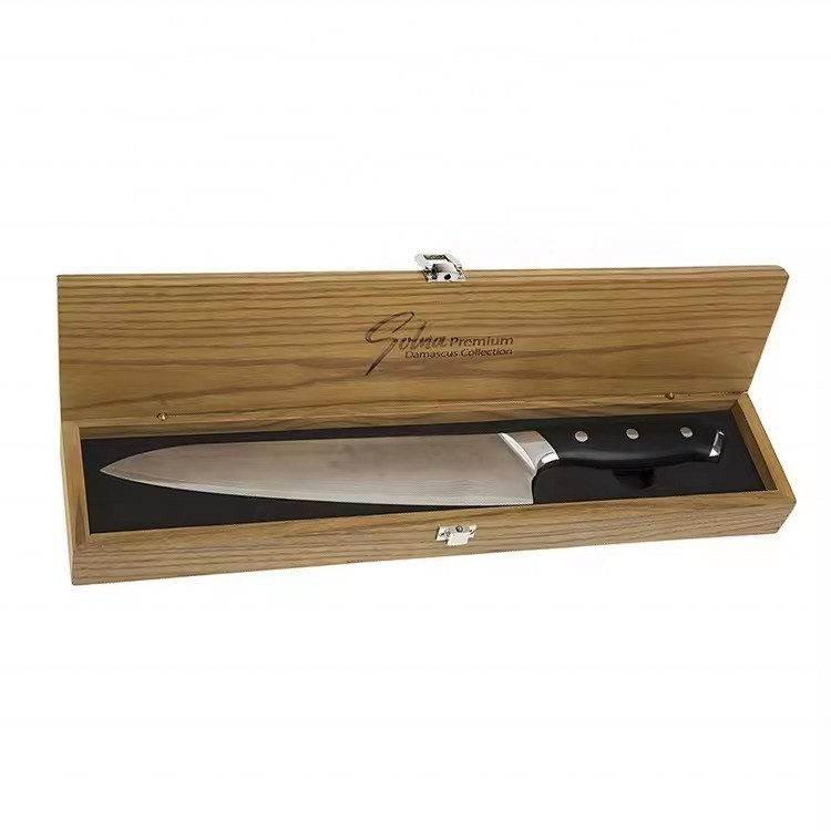Scatola di coltello in legno fatta a mano con coltello personalizzato rettangolare in legno massello Scatola di bottiglia di vino per cucina