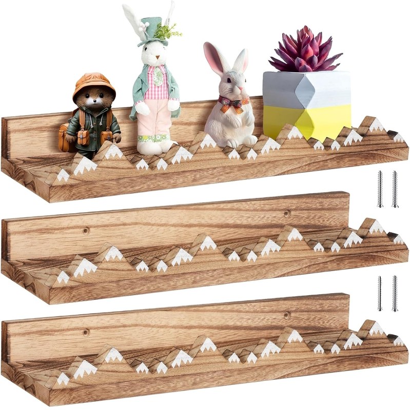 Logo personalizzato muro montato rustico 3 Pcs Snow Mountain ripiani galleggianti per la scuola materna