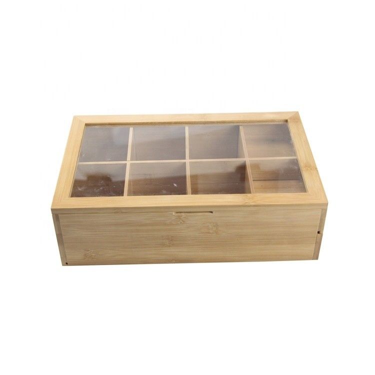 Copertina acrilica visibile fatta a mano Scatola da tè Imballaggio Legno Un'aggiunta unica alla vostra cucina