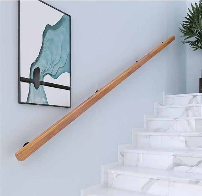 Manubri in legno per interni Stile di design moderno Scala antiscivolo Mural Mounted Grab Bar