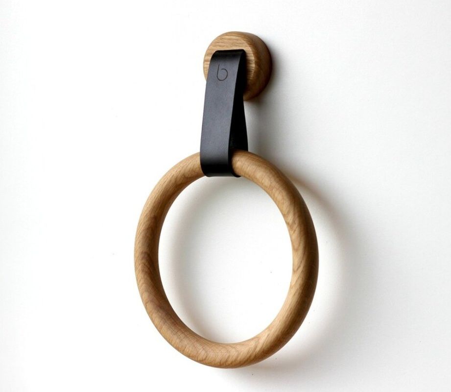 Anello porta asciugamani in legno ecologico per l'arredamento del bagno Portaoggetti a un livello