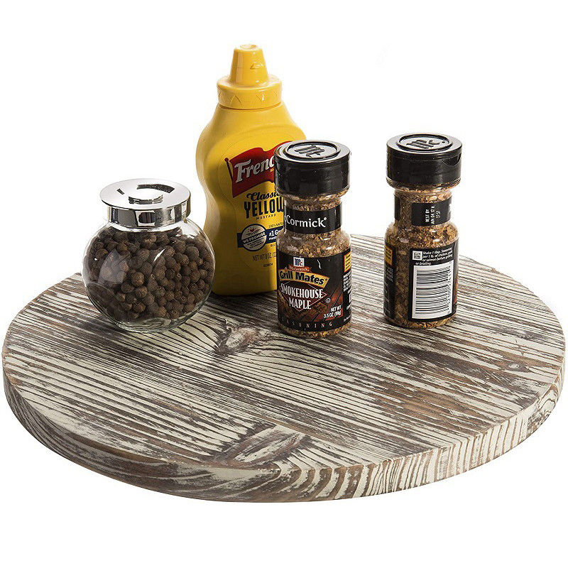 Wood Lazy Susan Turntable per cucina Ultimo stile di design di casa di campagna stampato e bruciato