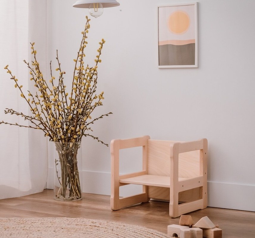 Logo personalizzato Funzione di risparmio di spazio 202406 Poltrona Montessori in legno multifunzionale