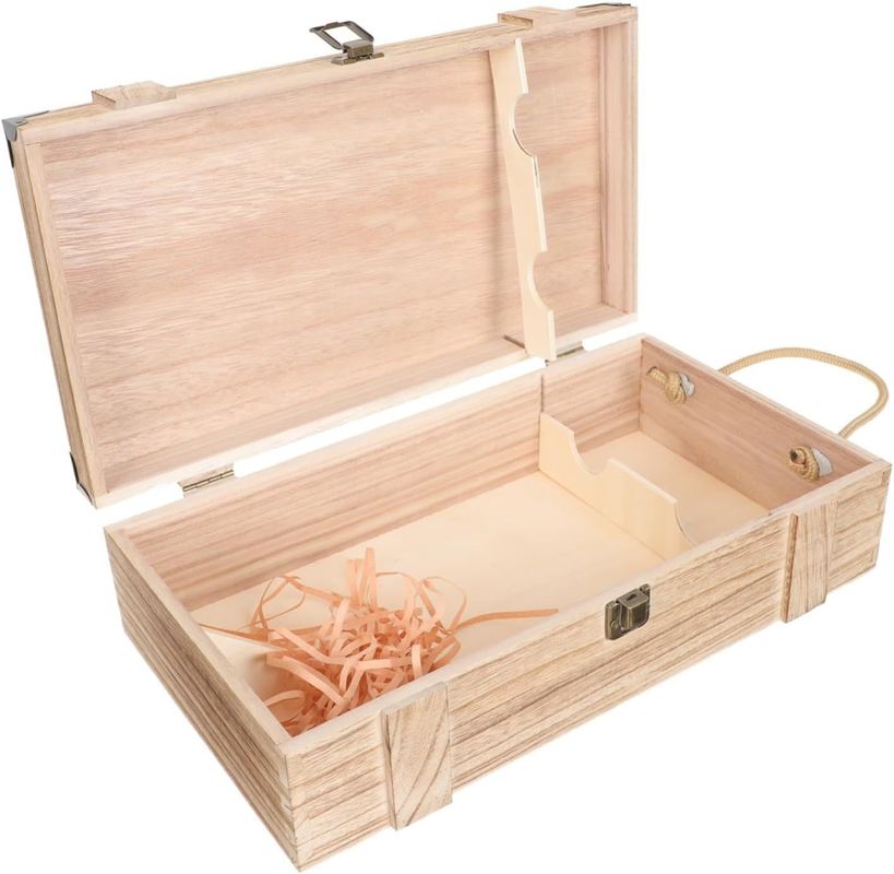 Scatola di vino in legno di pino fatta a mano con coperchio per contenitori vuoti decorativi di taglia personalizzata