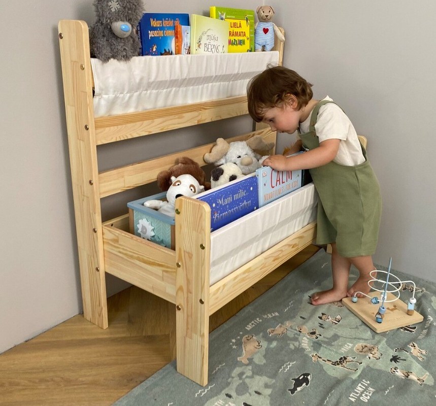 Mensola di libri in legno Montessori Funzione di conservazione nascosta e risparmio di spazio per bambini piccoli