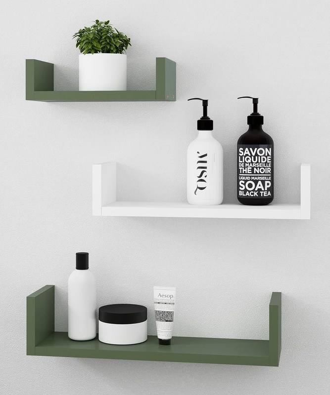 Cage per animali da compagnia Libreria organizzatrice per pareti Set di 3 scaffali galleggianti in legno per lo stoccaggio