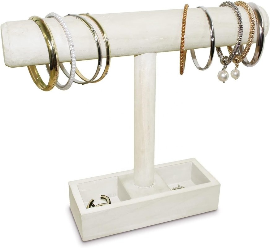 Salotto Display per gioielli in legno T-Bar con vassoio di 2 compartimenti