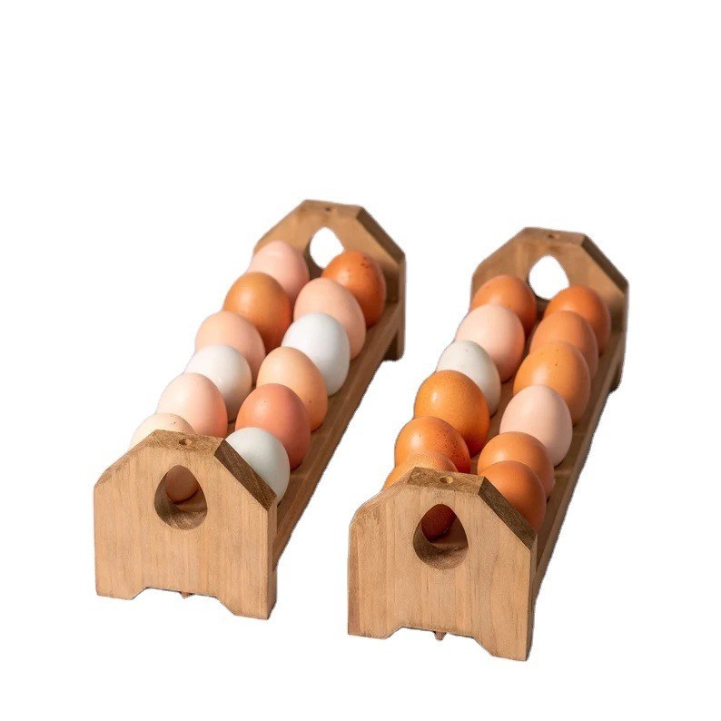 Tavolo di cartone di uova in legno in bambù fatto a mano o portauova in legno su misura per la cucina di casa di campagna