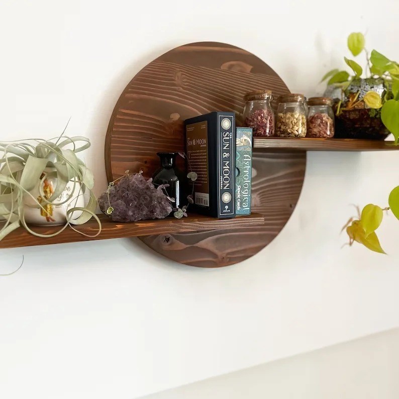 Scaffale a parete in legno telaio a cristallo a telaio galleggiante