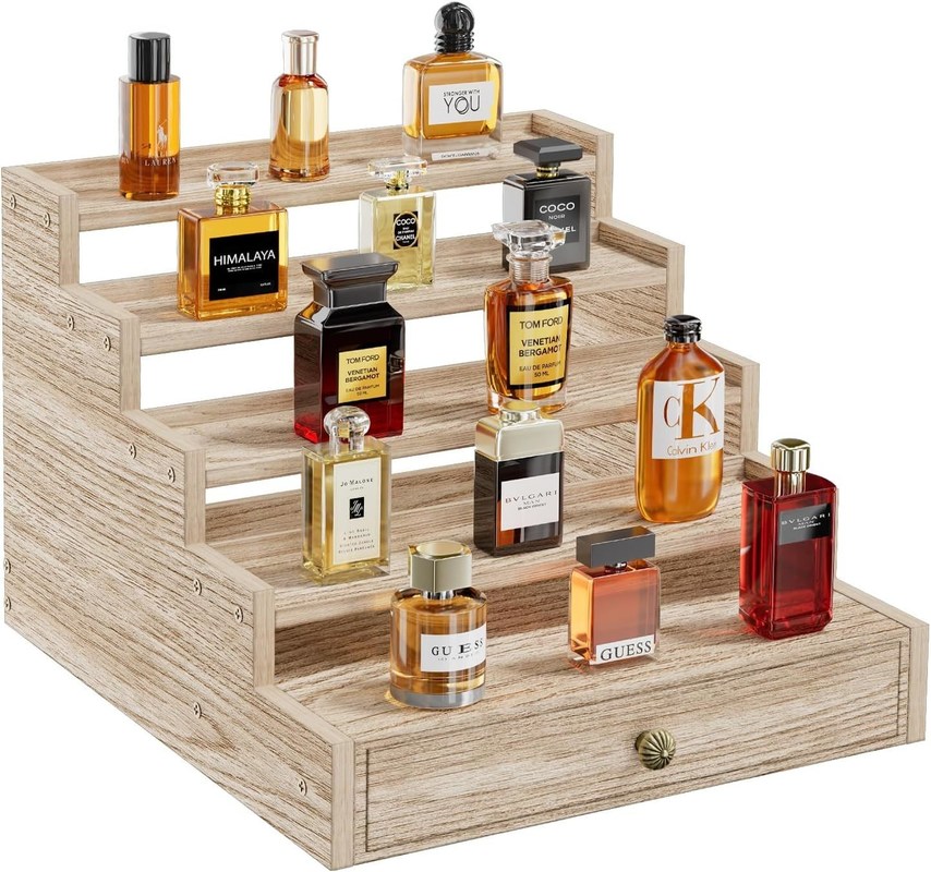 Verniciatura di legno Colonia Stand Rack Display Riser Mensola con cassetto Storage TIMBER