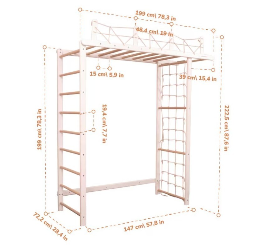 Gimnastica della giungla per bambini personalizzabile con accessori a corda opzionali e mobile per bambini