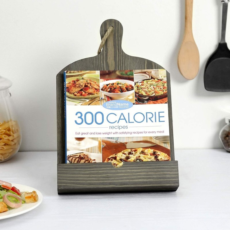 Portalibri di ricette in legno rustico regolabile e pieghevole per il deposito in cucina