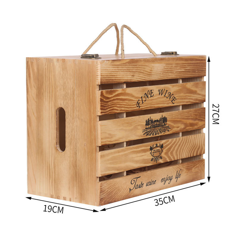 Logo personalizzato Acceptabile Custom Handmade 6 bottiglie Box regalo di vino in legno con cerniera