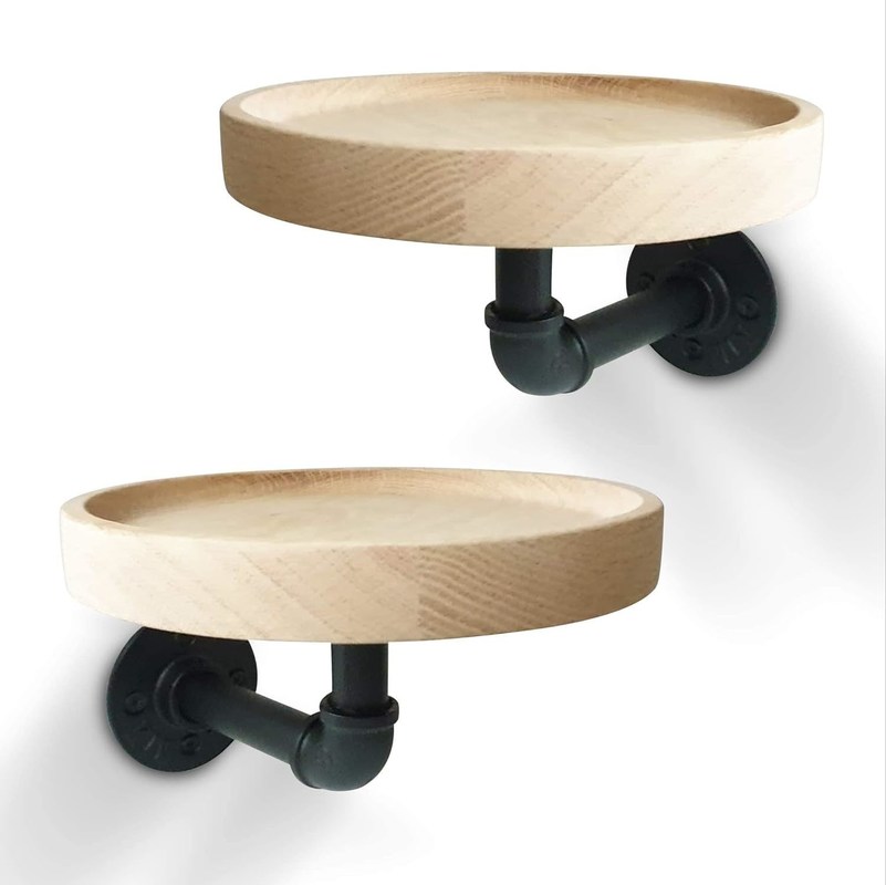 Imballaggio per la posta N Piccoli ripiani rotondi galleggianti in legno massello per la decorazione delle stanze domestiche