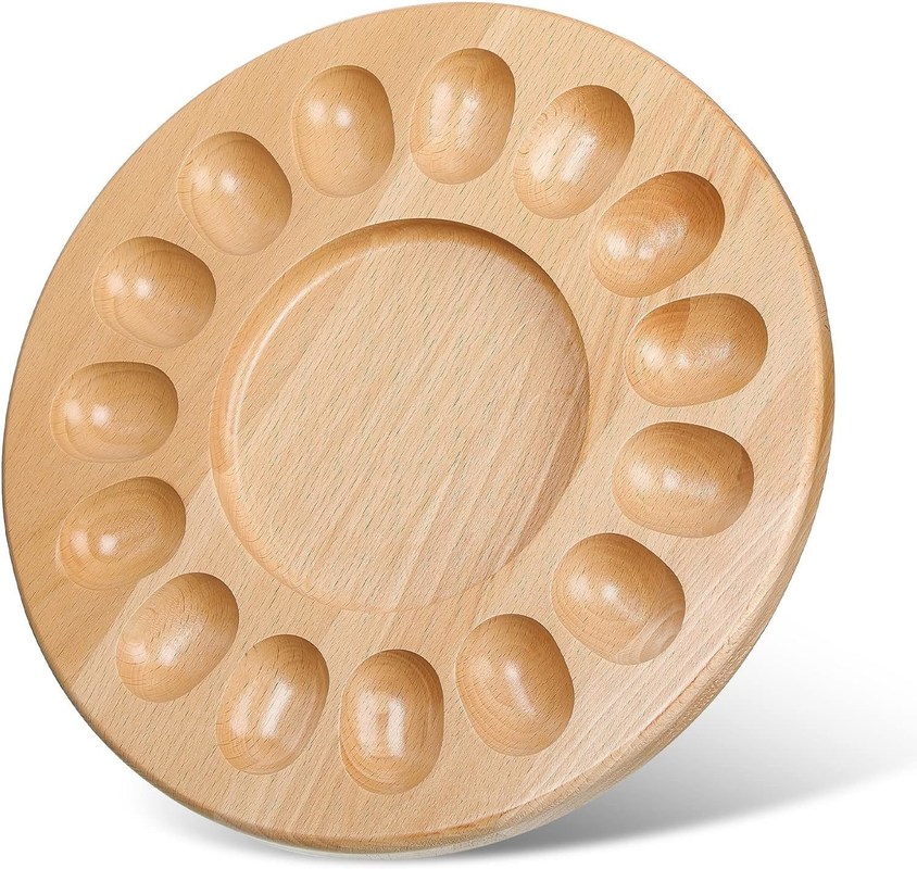 OEM 15 fori Reversibile In legno Devilied Egg Platter Tavolo di caramelle Tavolo di uova spesse Contenitori di uova di pollo