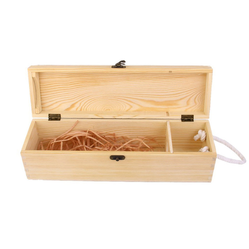 Bevande industriali 750 ml Scatola di vino in legno di pino con design semplice e colore naturale