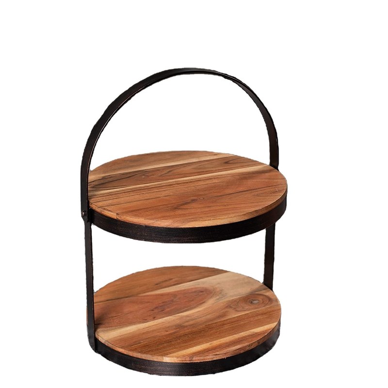 Come richiesto 2 livello vassoio in legno con porta metallo Display dolce torta