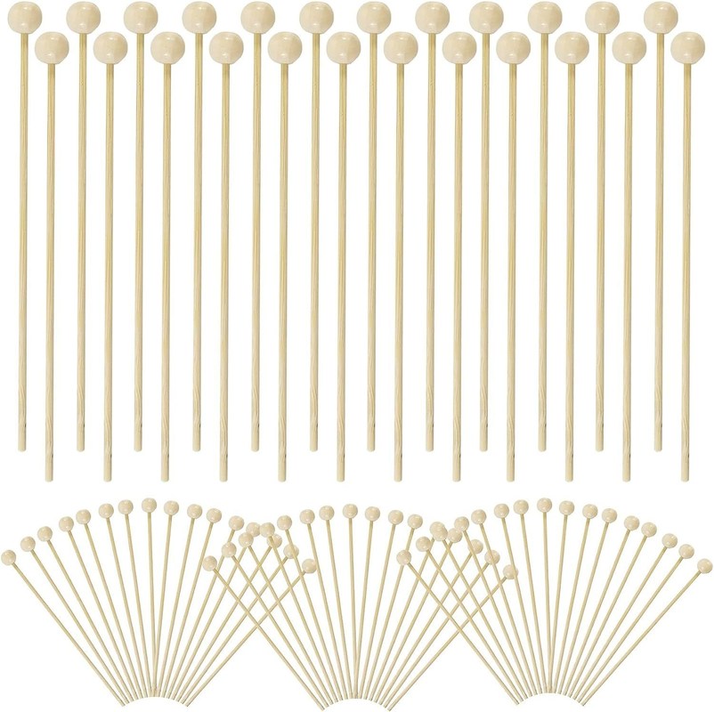 100 PCS 6 pollici Rock Candy Sticks con palla di legno Swizzle Sticks Moderno e semplice design
