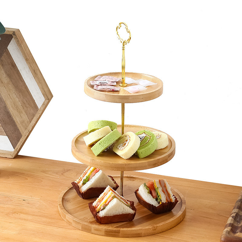 Custom Handmade In Legno Naturale Round Cake Stand Set per Nozze 8-10 Inch Free Sample Charge
