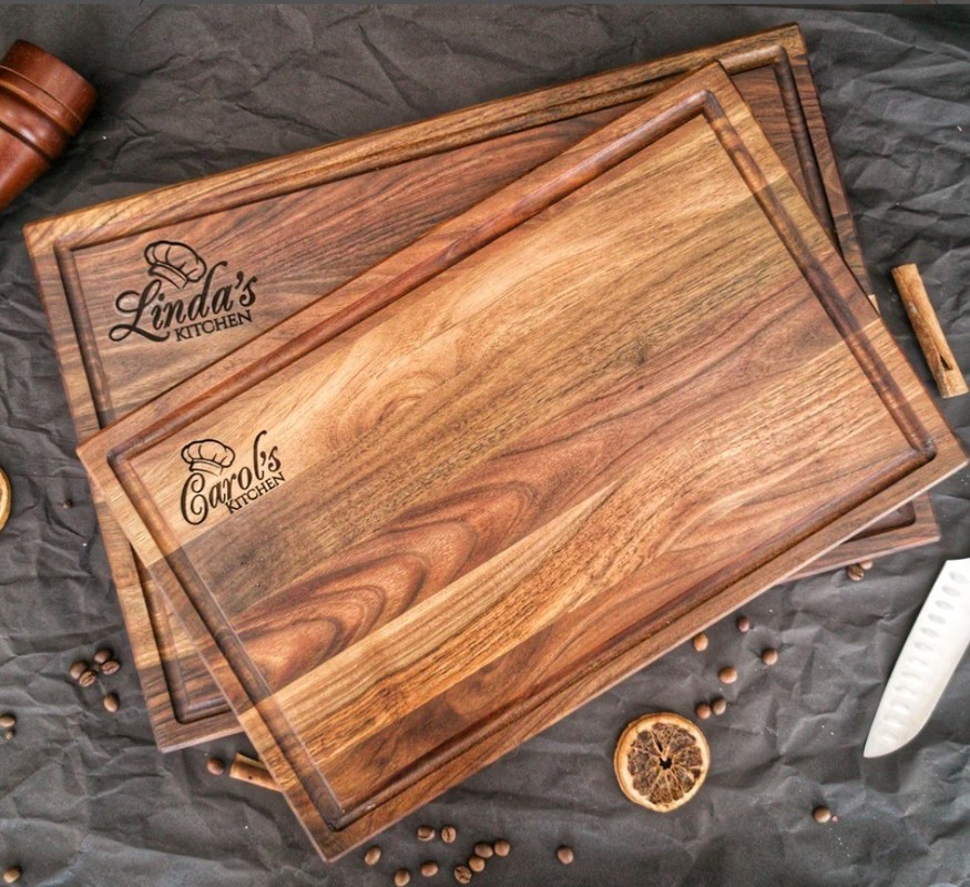 Logo personalizzato accettabile 1.75 spessore grande tavola da taglio di noce con scanalatura di succo