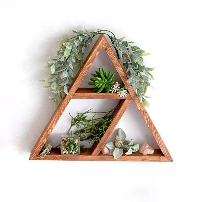 Arredamento per soggiorno in legno a mano montato su parete ripiano triangolare galleggiante 16&quot; o 18&quot; X3.2&quot; Design moderno