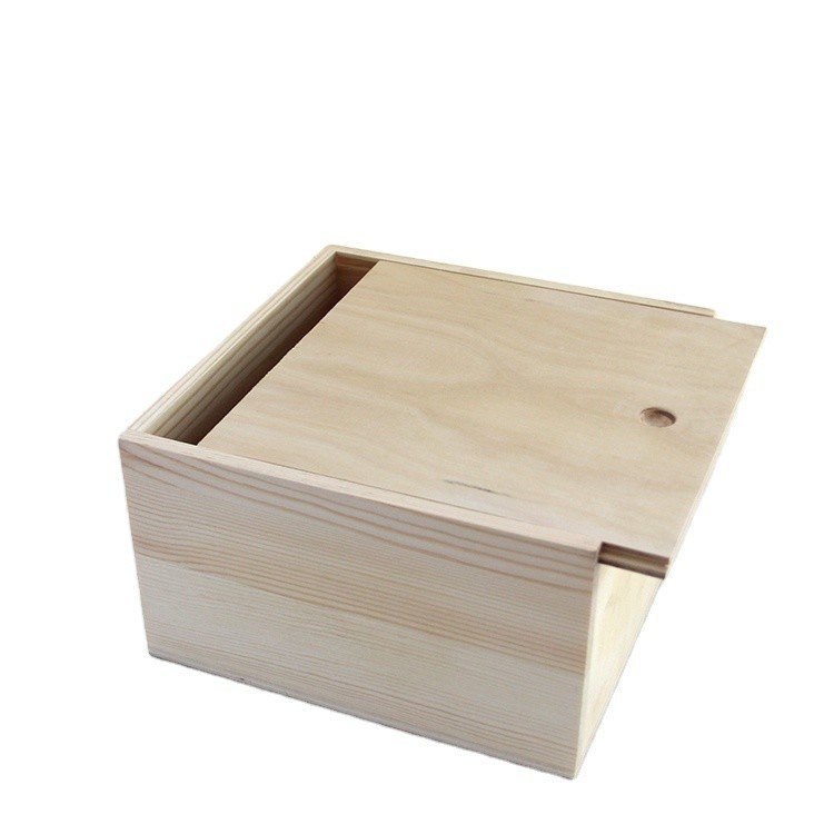 Cassa di legno non finita di peso leggero grande con coperchio a diapositiva di colore naturale Legno compensato di tipo legno