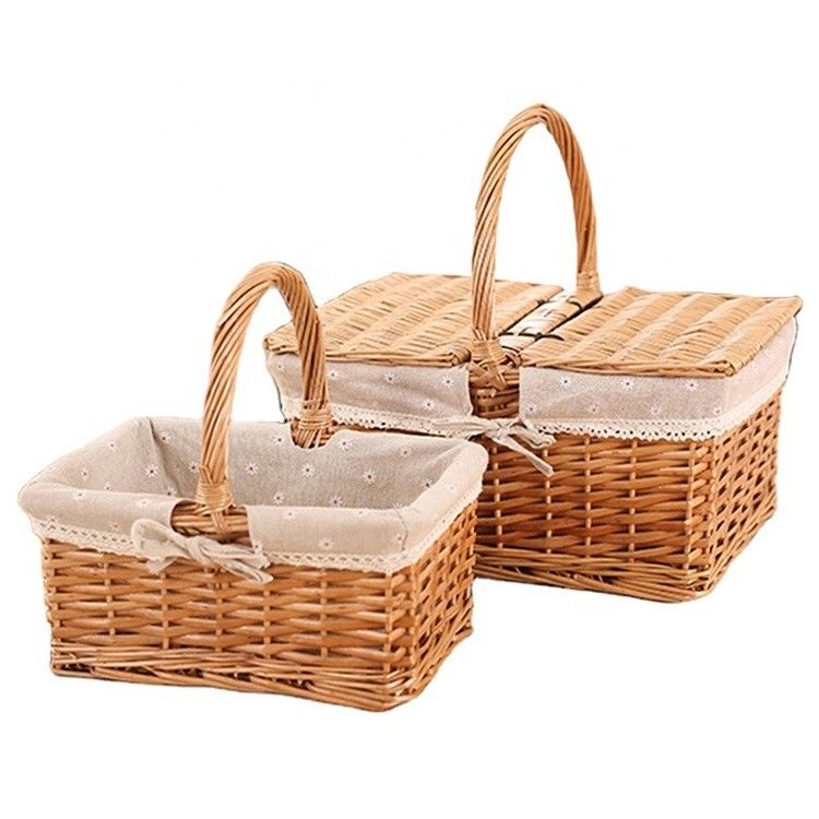 Vento rurale Cubo tessuto a mano Vicker giardino Picnic Cesto di stoccaggio con maniglia 30x20x15cm Stoccato