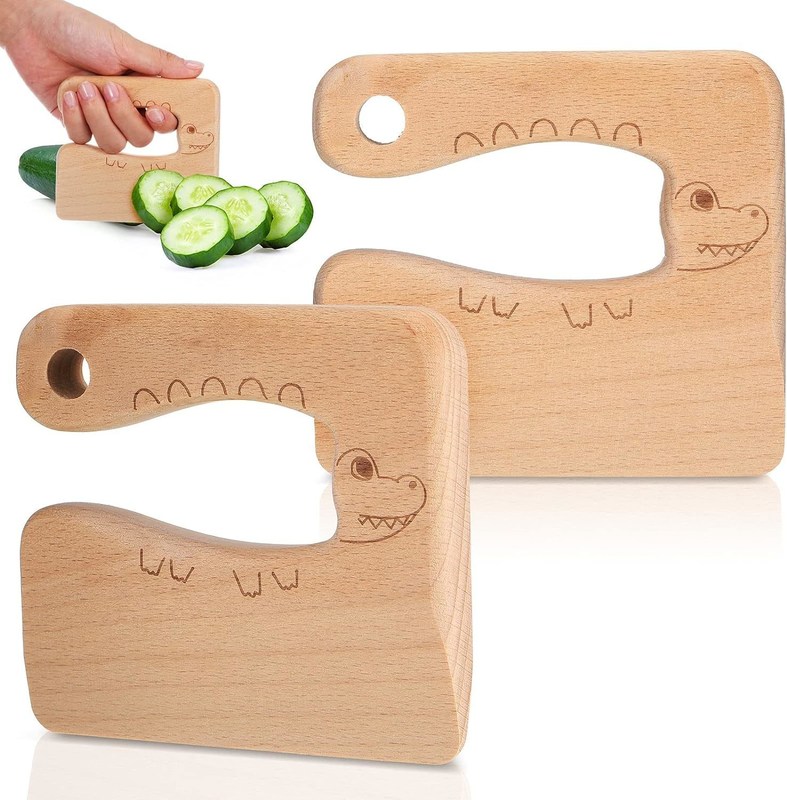 OEM coltello in legno per bambini per cucinare pesce carino a forma di dinosauro cucina giocattolo tagliatore di verdura