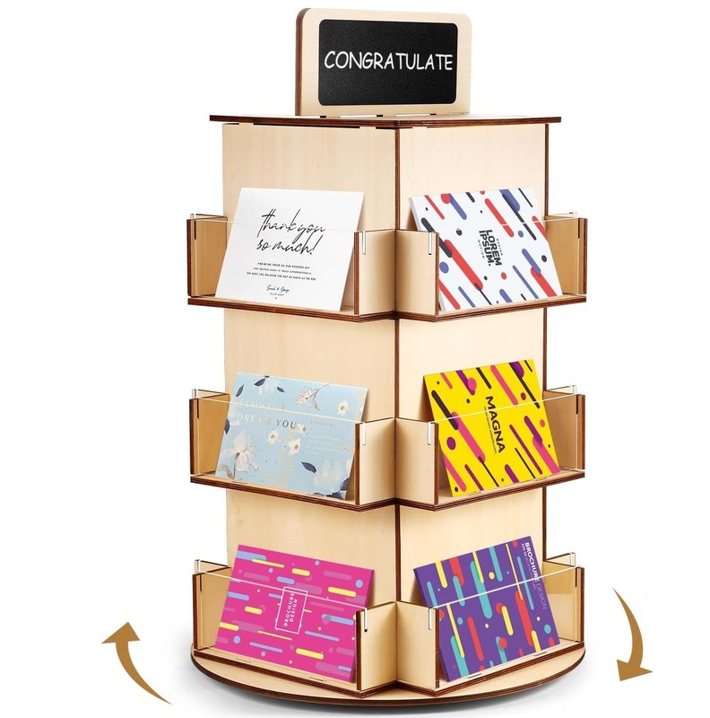 Materie di vetro di legno Rack per cartoline di legno con piccolo cartellone personalizzato