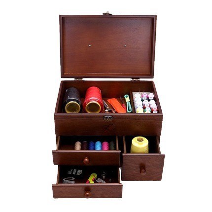 Non supporto Selezione di spazio della stanza Scatola di cucitura in legno per lo stoccaggio organizzato