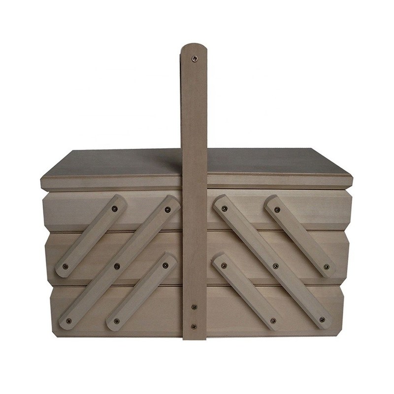 Set di cucitura personalizzato con scatola di cucitura in legno di pino colore di legno Selezione dello spazio