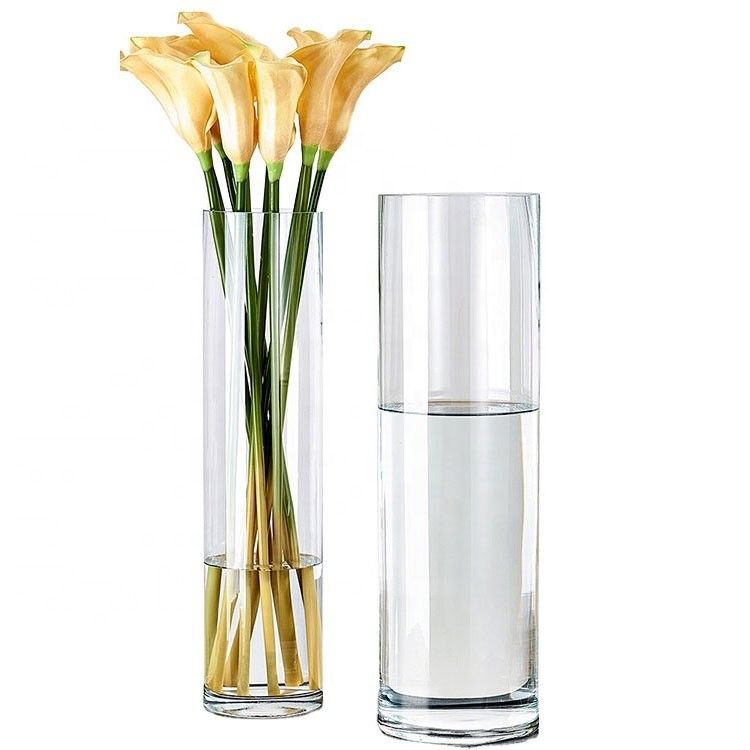 Vaso cilindrico in vetro trasparente stile di design minimalista Perfetto per i pezzi centrali del matrimonio
