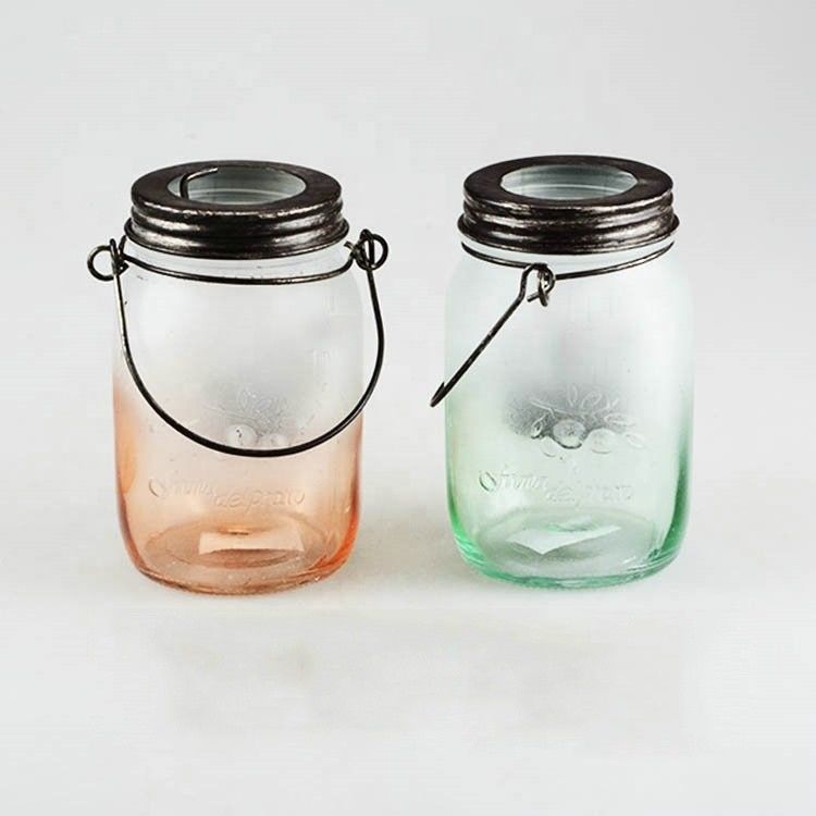 Vaso di vetro elegante e trasparente con coperchio in plastica colorata 100% sicuro per gli alimenti