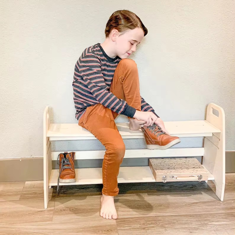 Mobili in legno Montessori staccabili per bambini Panca per scarpe in soggiorno Sala giochi