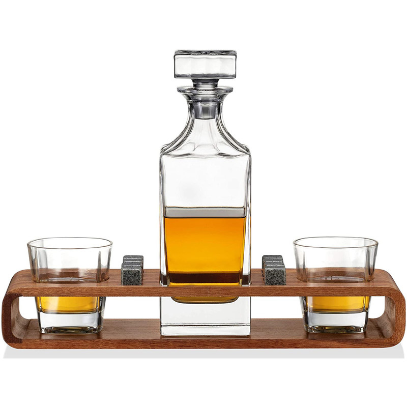 Decantatore di whisky personalizzato con supporto in legno e pietre di raffreddamento per feste