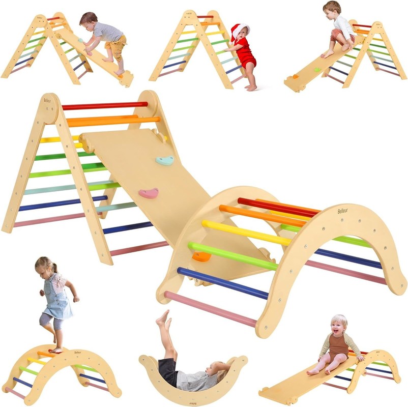 Bambini giocattoli di apprendimento Triangolo in legno Set con rampa arco dimensioni personalizzate giocattoli di arrampicata bambino